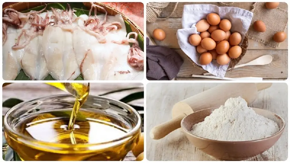 Các nguyên liệu làm mực một nắng chiên giòn