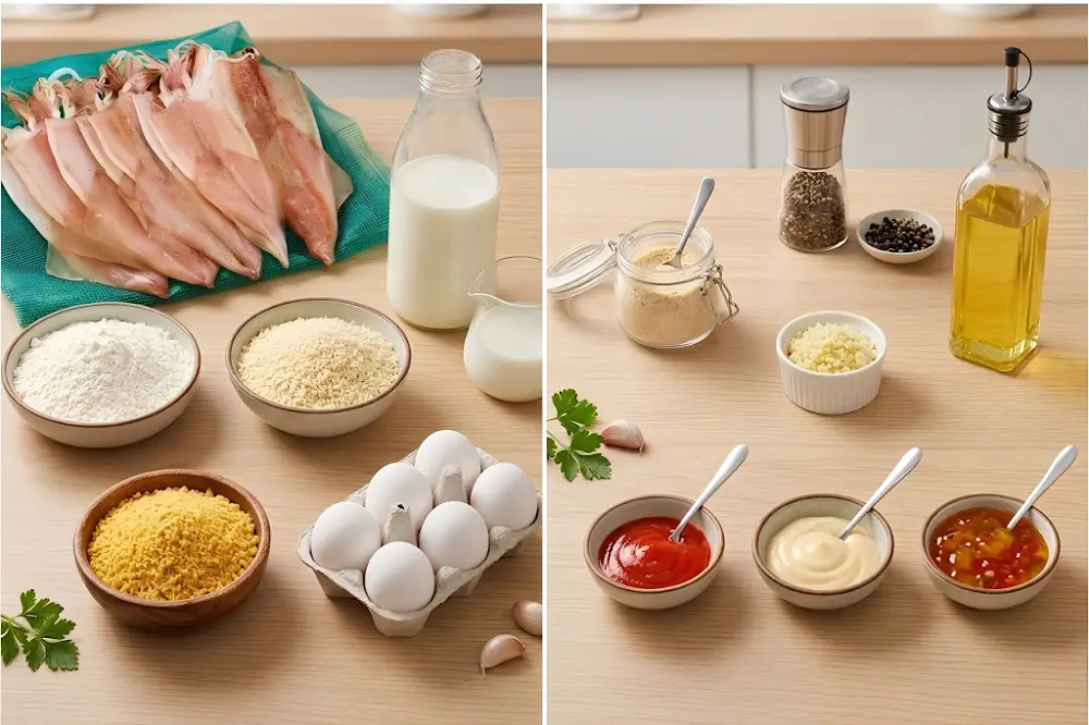 Nguyên liệu làm mực một nắng chiên xù