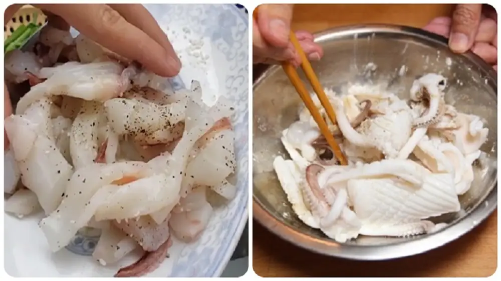 Ướp nhẹ mực một nắng với một số gia vị