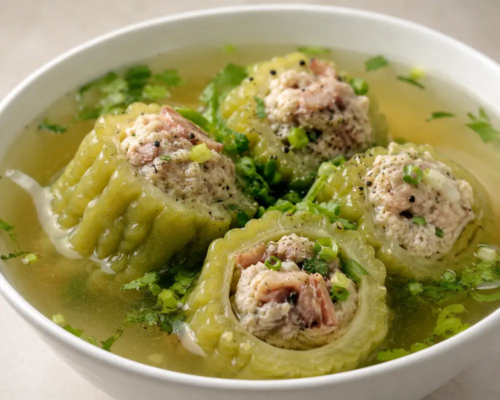 Canh khổ qua nhồi khô mực rất hợp với bữa cơm gia đình