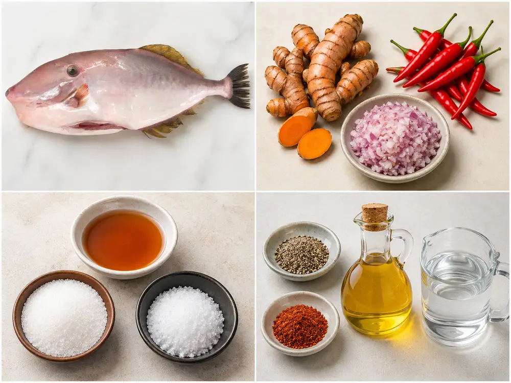 Nguyên liệu làm cá bò kho nghệ