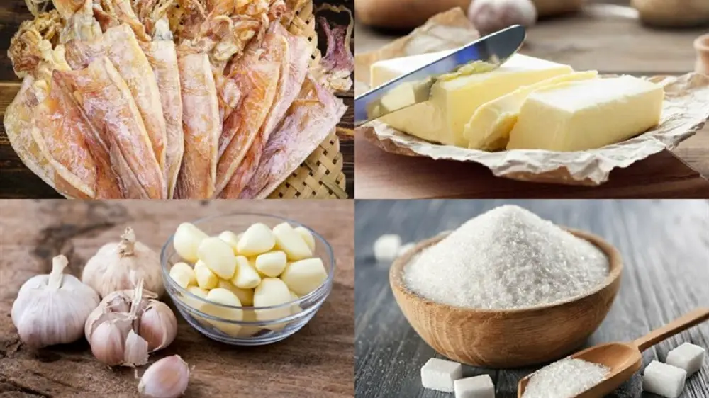Chuẩn bị nguyên liệu làm khô mực chiên bơ tỏi